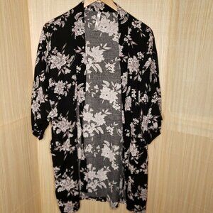 Spiritual Gangster  Black Floral Tie Front Kaftan